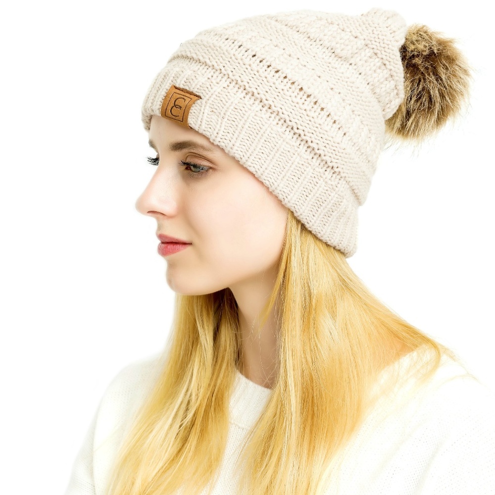 CC CHIC Popular POM POM Beanie - Beige